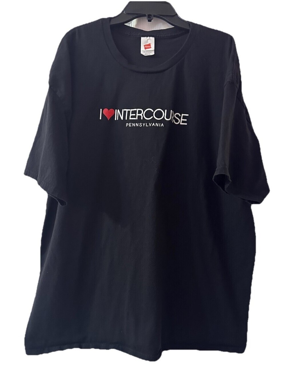 I Love Intercourse Pennsylvania Graphic T-Shirt Black Adult 2XL Novelty Tee